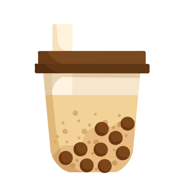 手绘饮品珍珠奶茶插画